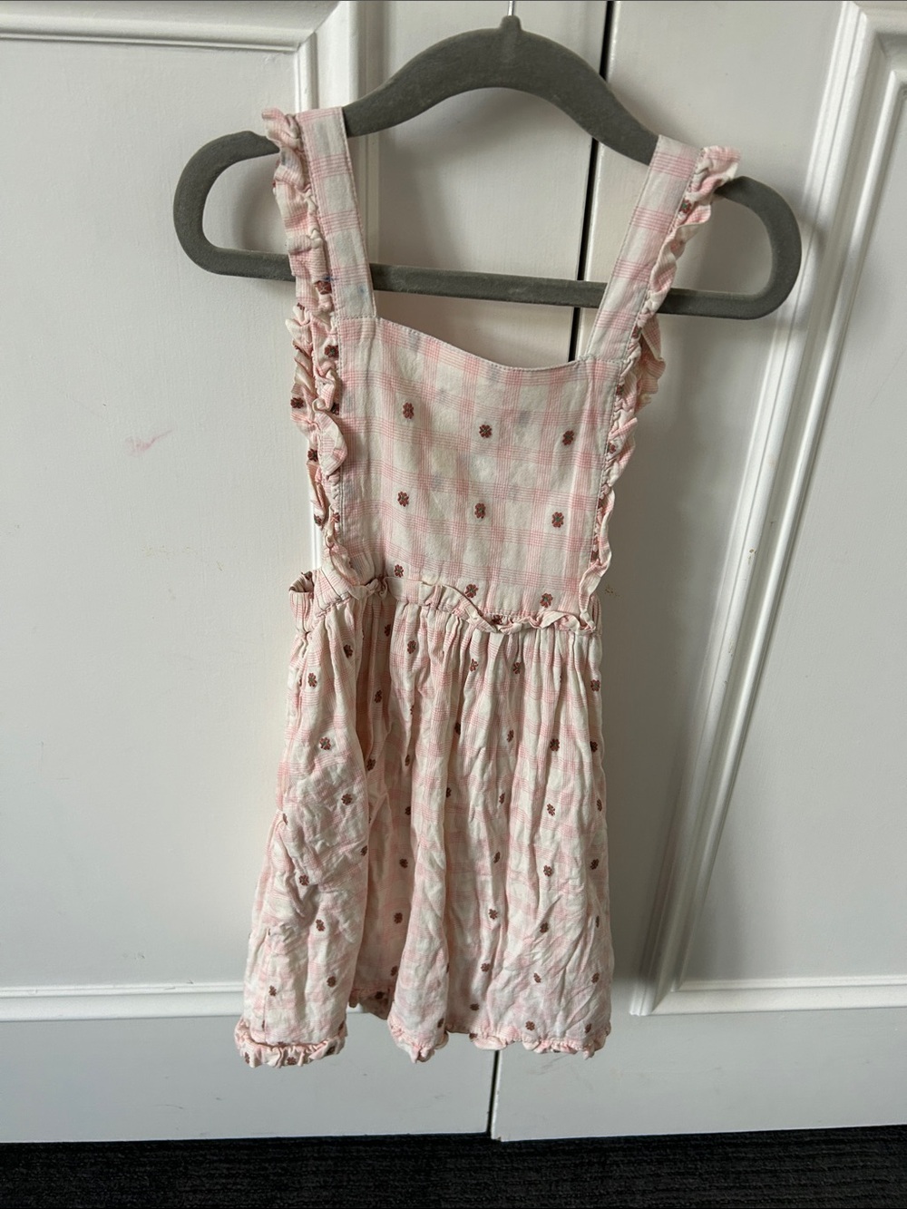 Emile et IDA Girls Pink Gingham Ruffle Sundress